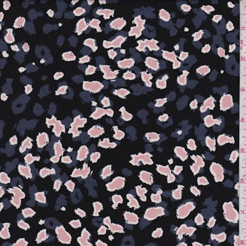 Black-Slate-Pink Cheetah Rayon Jersey Knit Fabric