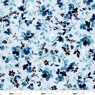 Garden Whispers 118" Blue Ink Cotton Wideback Fabric per yard