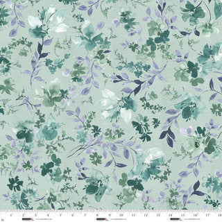 Garden Whispers 118" Celadon Cotton Wideback Fabric per yard