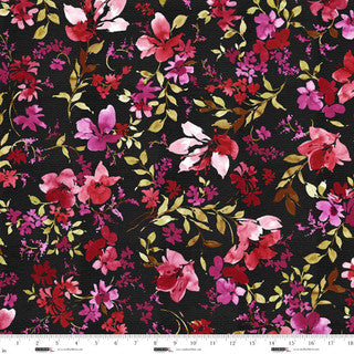 Garden Whispers 118" Black Cotton Wideback Fabric per yard