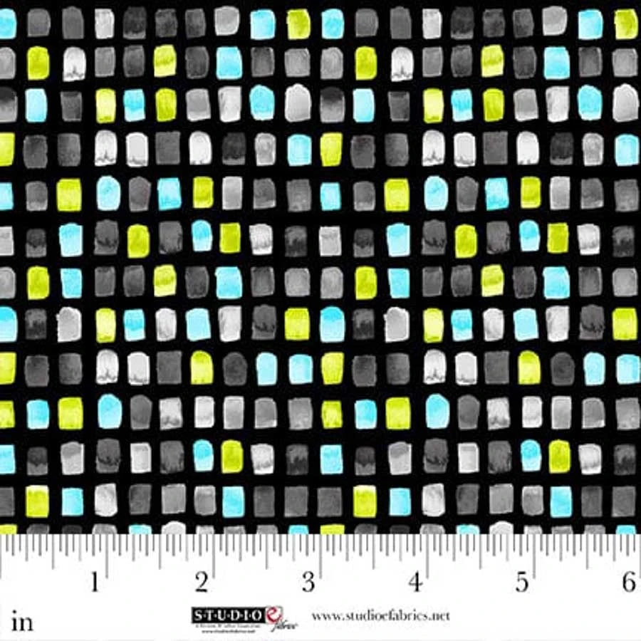 Black Mini Tiles 44"/45" Cotton Fabric Per Yard