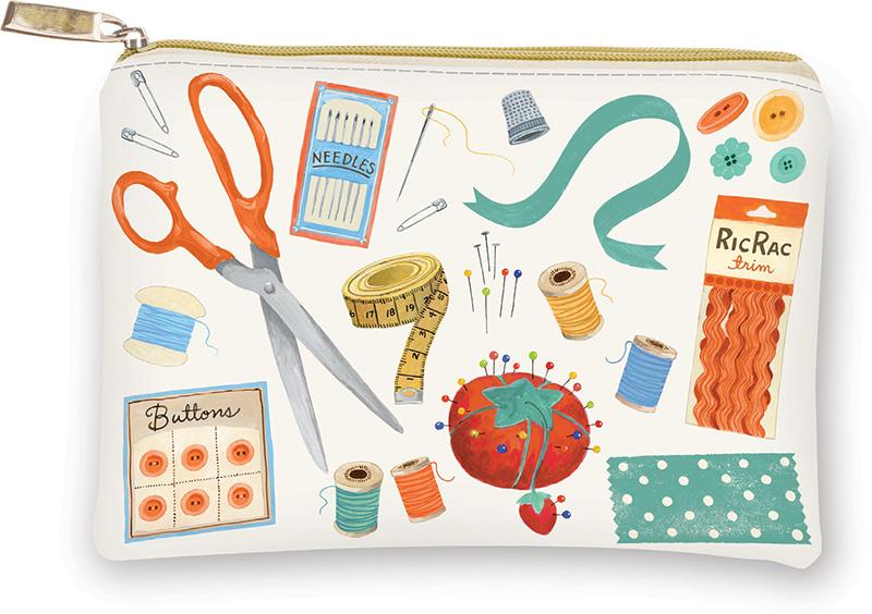 Moda Glam Bag zippered pouch in Sewing Icons print