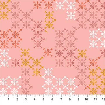 FIGO Hampton Court Meadow floral quilting cotton fabric in Rose