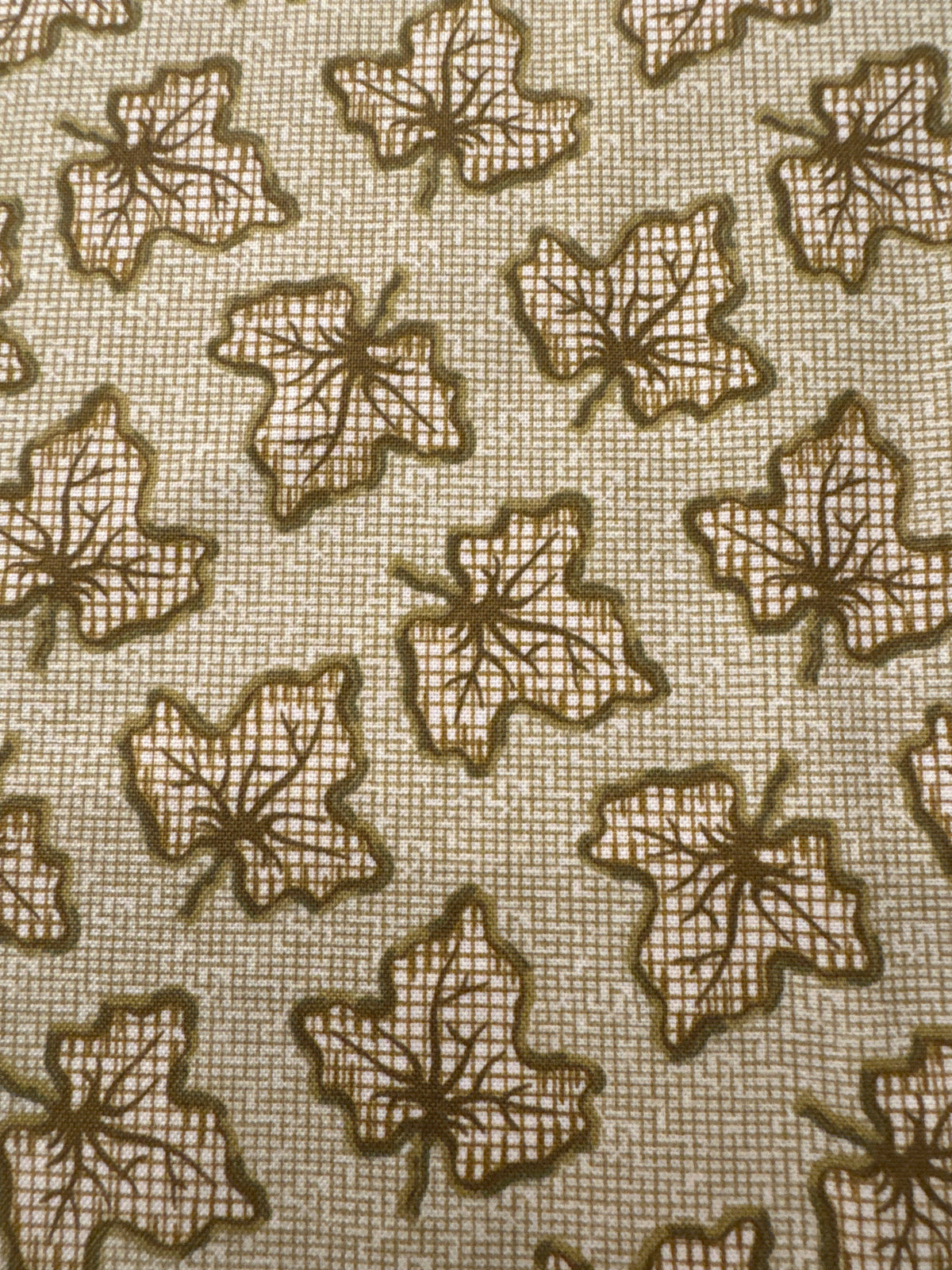 Practical Magic Tossed Leaves Burlap novelty quilting fabric by Andover Fabrics