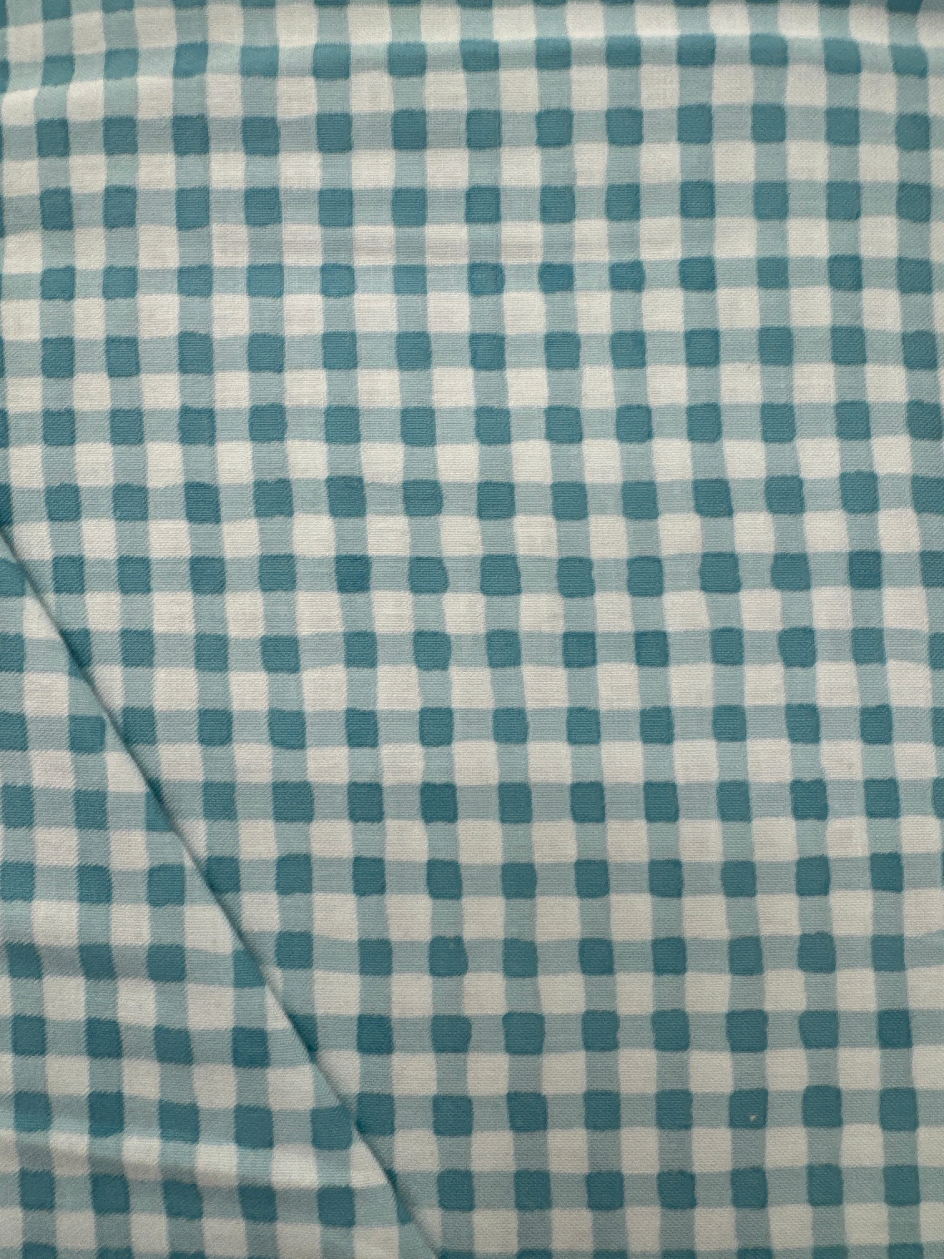 Sunflower Sweet Gingham Plaid Blue quilting fabric by Wilmington Prints