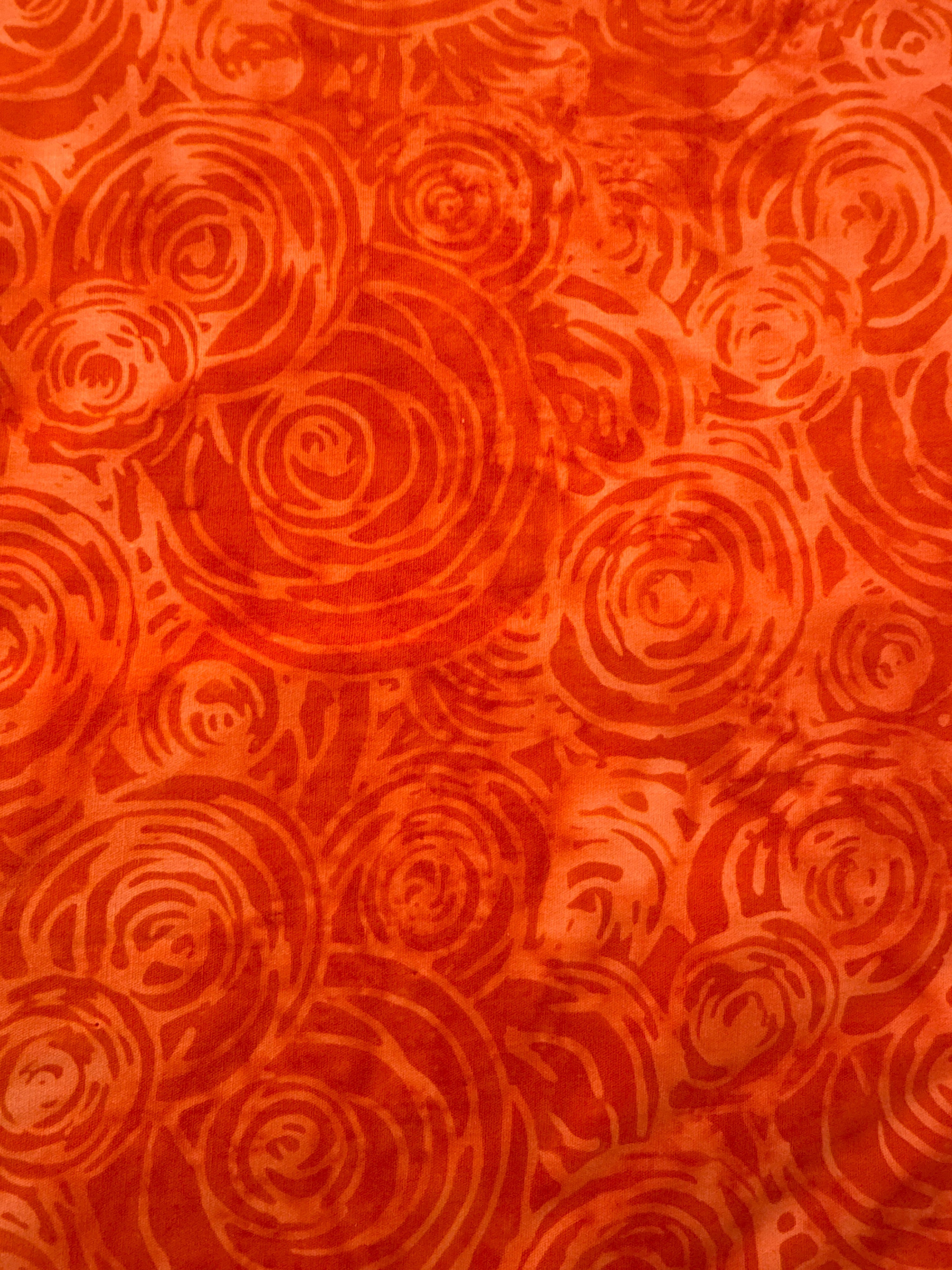 Valley Orange Stacked Circular Rose floral quilting fabric by Andover Fabrics