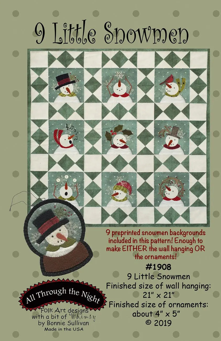 9 Little Snowmen - Linda's Electric Quilters