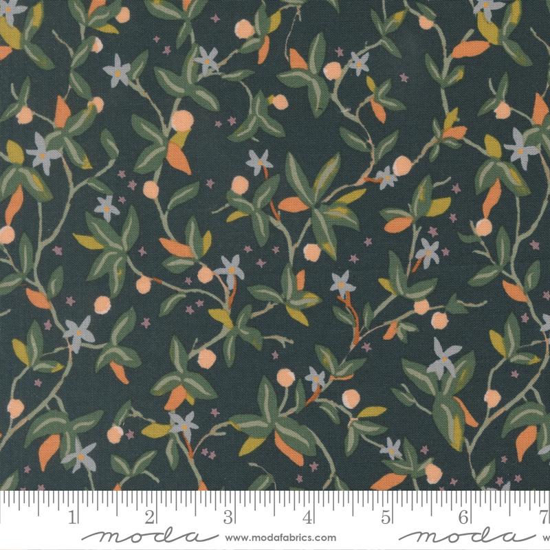 Moda Peachy Midnight 38152 17 quilting fabric — deep midnight blue print