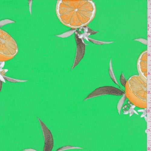 Spring Green Lemon Bunch Double Brushed Jersey Knit Fabric