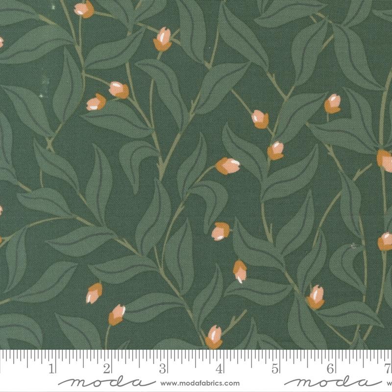 Moda Peachy Spruce 38154 21 quilting fabric — rich spruce green print