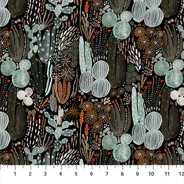 FIGO Desert Wilderness modern quilting cotton fabric in Black