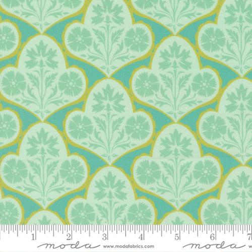 Cannon Beach Turquoise Copalis Damask 44"/45" Fabric Per Yard