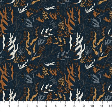 FIGO Calm Waters Sea Weed ocean quilting cotton fabric