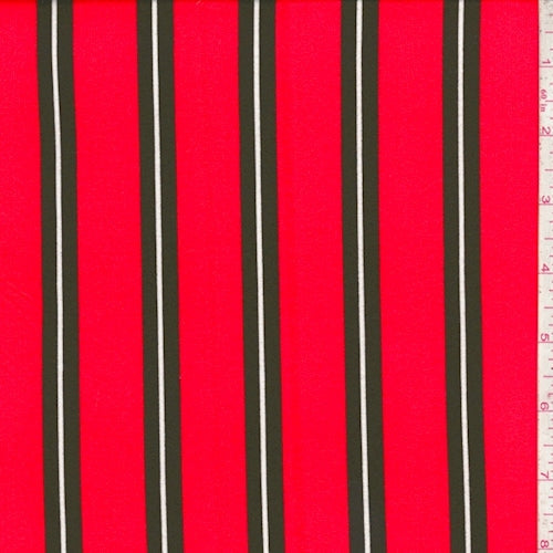 Red/Black Stripe Double Brushed Jersey Knit Fabric