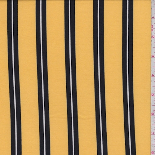 Maize Yellow/Black Stripe Double Brushed Jersey Knit Fabric