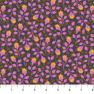 FIGO Local Honey Rosebud floral quilting cotton fabric