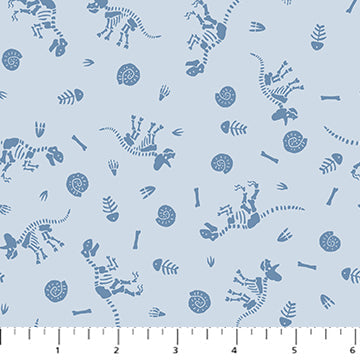 FIGO Fossil Folks Fossils quilting fabric in Blue