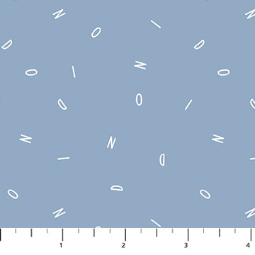 FIGO Fossil Folks Letters quilting fabric in Blue
