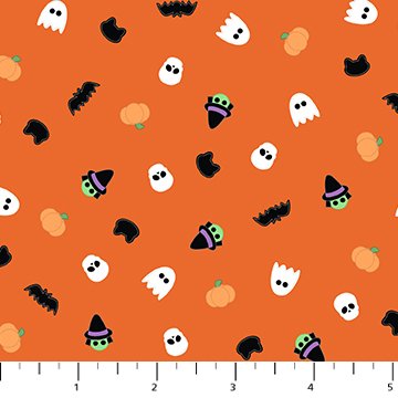 FIGO Mr. Bones Sews Sprinkles quilting cotton in Orange