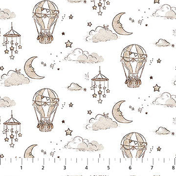 Soaring Dreams Balloons White quilting fabric by Figo Fabrics