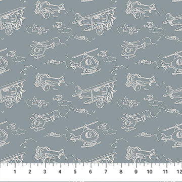 Soaring Dreams Teal Planes quilting fabric by Figo