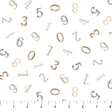 Soaring Dreams White Numbers quilting fabric by Figo
