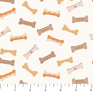 Always By My Side Treats Cream 43"/44" Cotton Fabric Per Yard