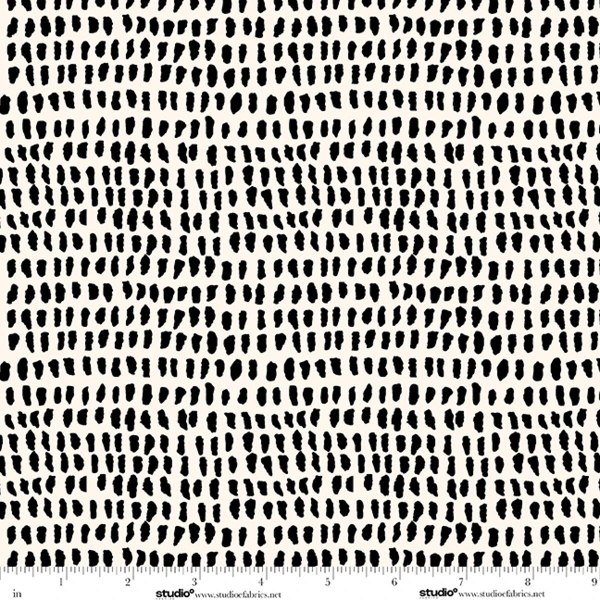Monochrome Muse Dashes Porcelain/Ebony Cotton 44"/45" Fabric Per Yard