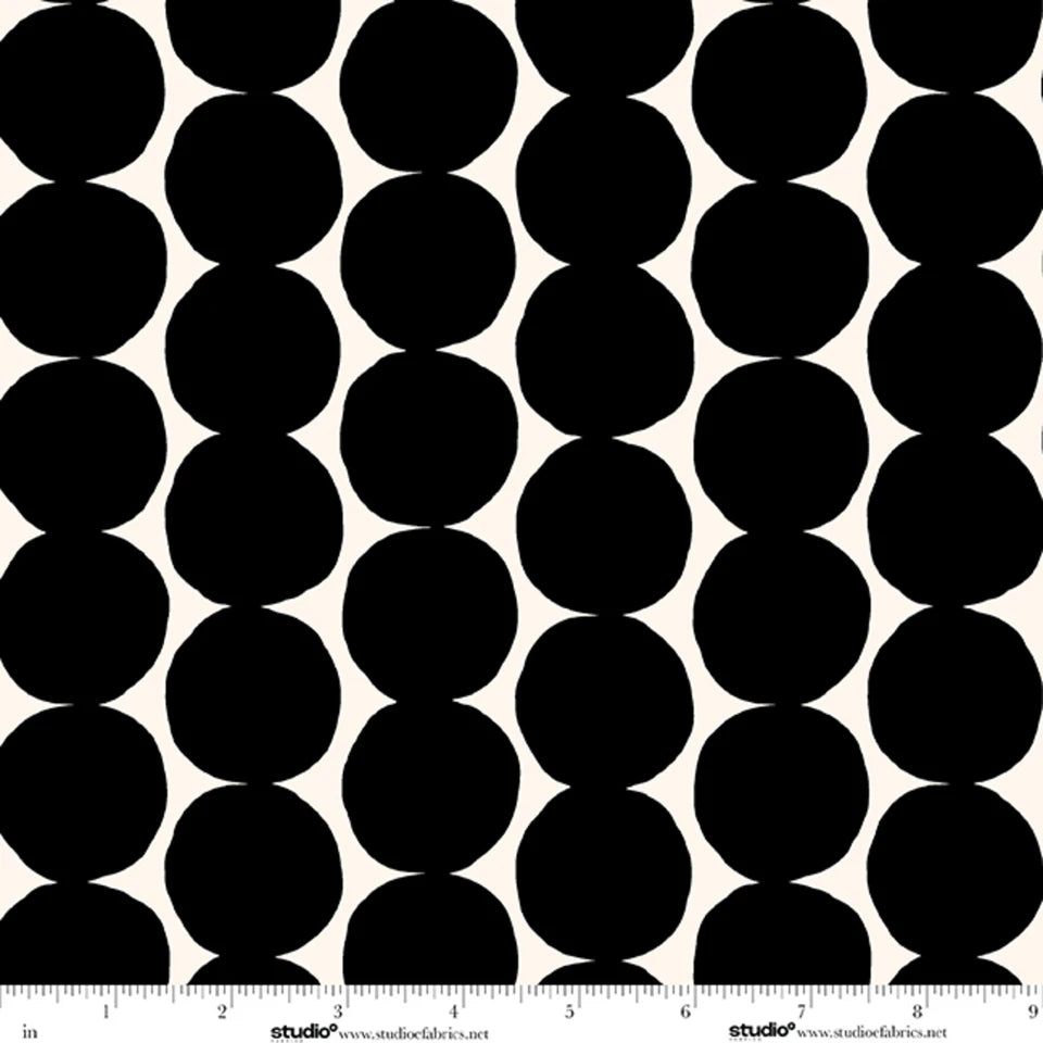 Monochrome Muse Large Dot Stripe Ebony/Porcelain Cotton 44"/45" Fabric Per Yard