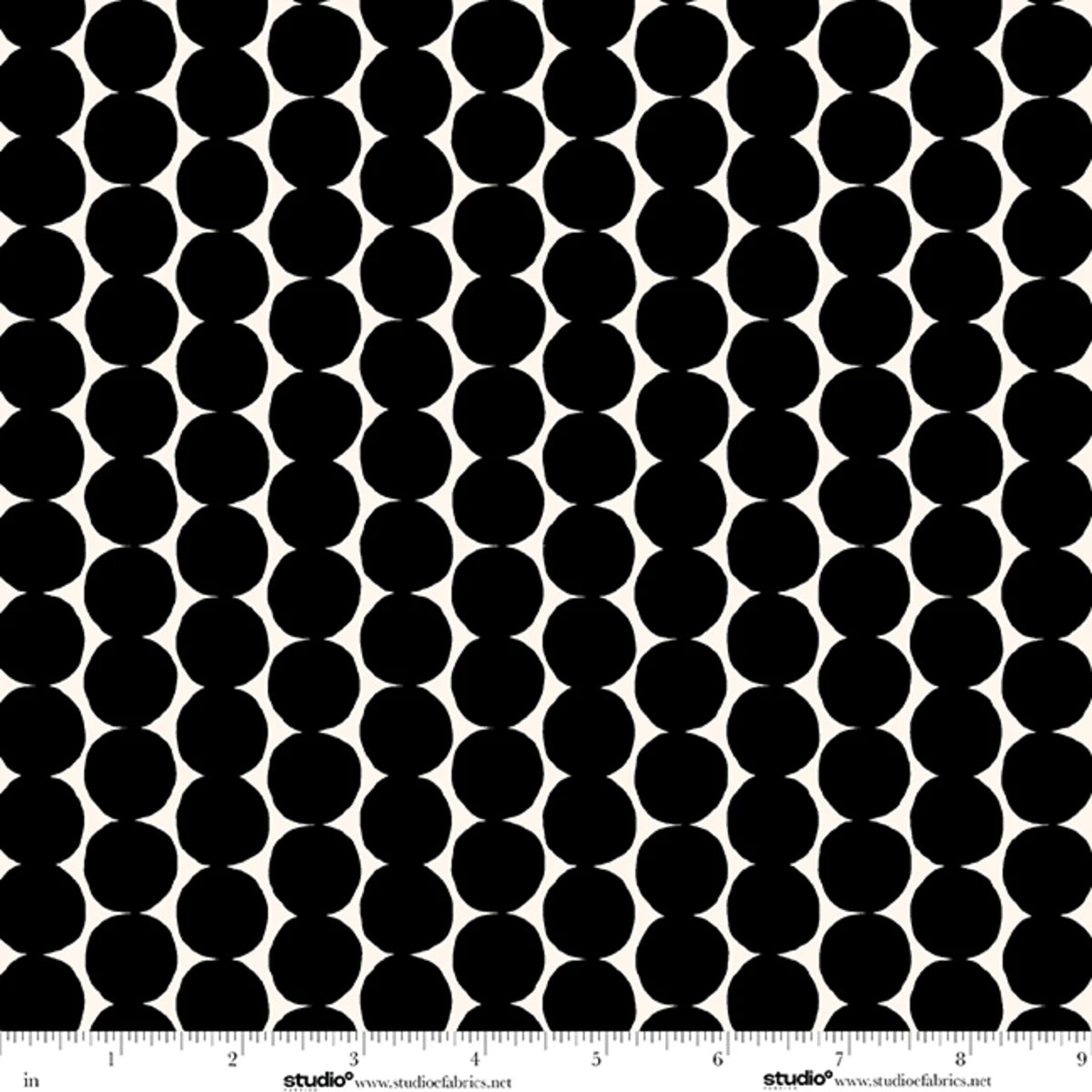 Monochrome Muse Small Dot Stripe Ebony/Porcelain Cotton 44"/45" Fabric Per Yard