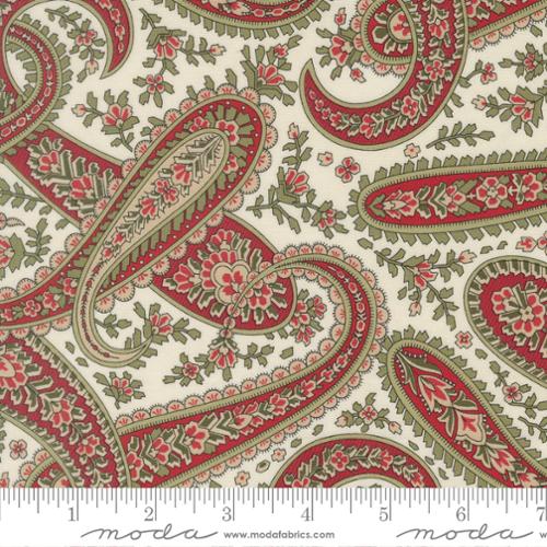 Candlelight Christmas Plaza Paisley Cream Cotton 44"/45" Fabric Per Yard