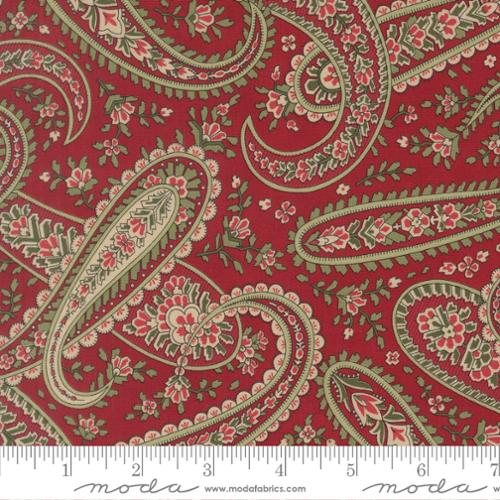 Candlelight Christmas Plaza Paisley Crimson Cotton 44"/45" Fabric Per Yard