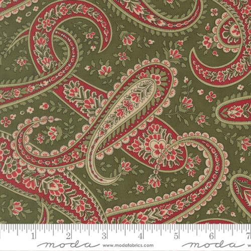 Candlelight Christmas Plaza Paisley Holly Cotton 44"/45" Fabric Per Yard