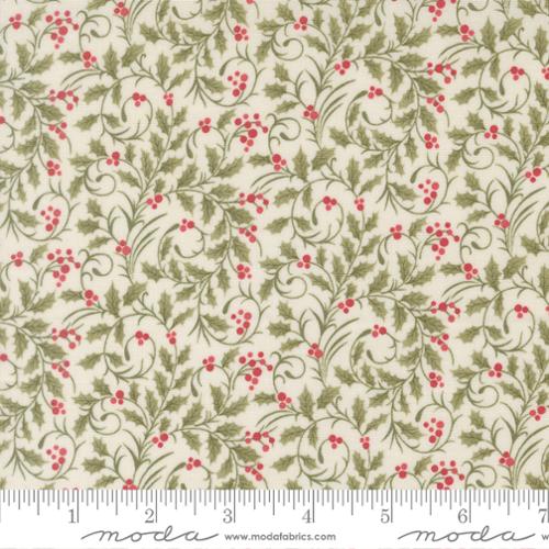 Candlelight Christmas Vines & Berries Cream Cotton 44"/45" Fabric Per Yard