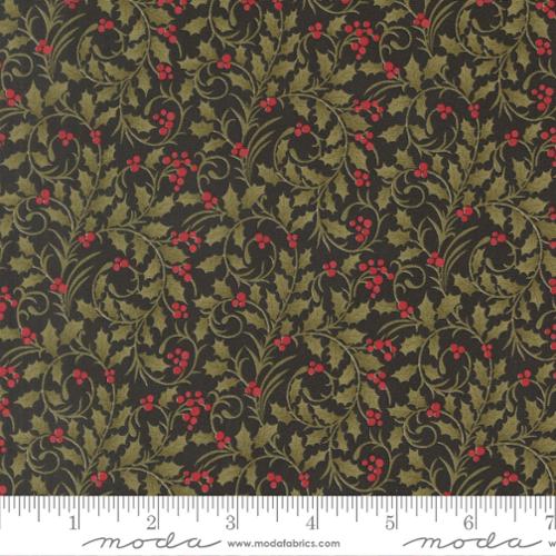 Candlelight Christmas Vines & Berries Ebony Cotton 44"/45" Fabric Per Yard