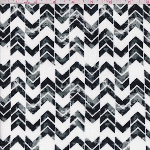 White-Black-Nickel Chevron Stripe Double Brushed Jersey Knit Fabric