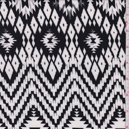 Coal/White Southwest Print Jersey Knit Fabric