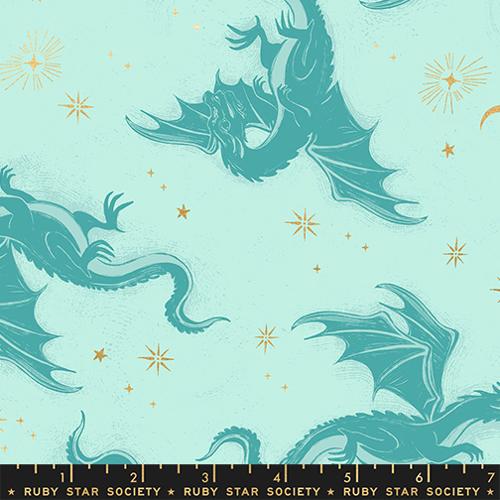 Fireglow Metallic Mint quilting fabric by Moda