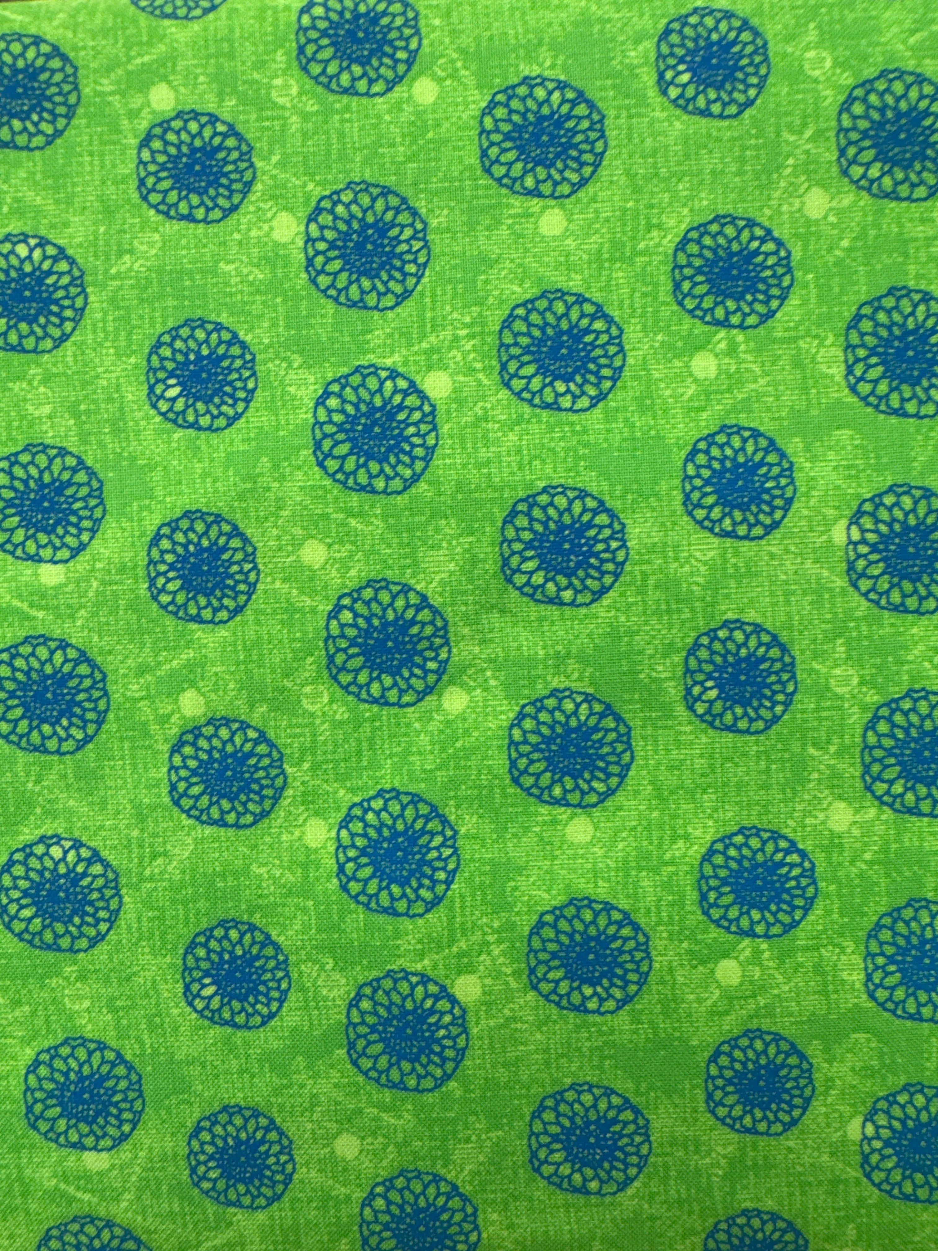 Our House Navy Flowers on Green floral quilting fabric by Windham Fabrics
