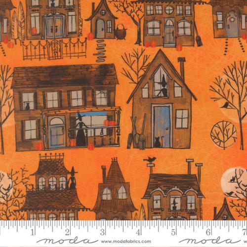 Coven Witch Village Pumpkin Cotton 44"/45" Fabric Per Yard