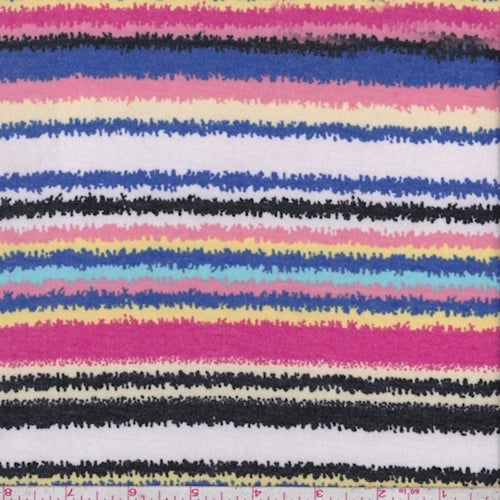 White/Pink/Violet Multi Jagged Stripe Jersey Knit Fabric