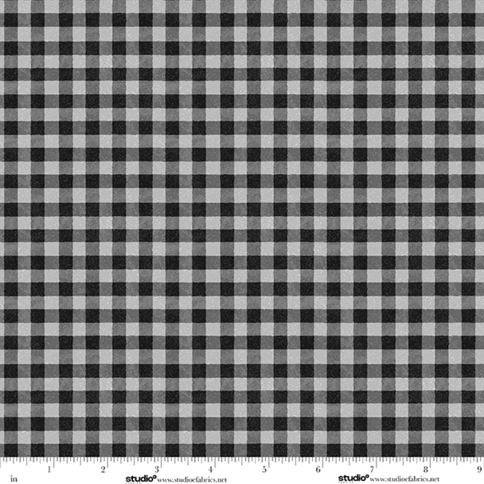 The Cool Club Charcoal Gingham Cotton Flannel 43"/44" Fabric Per Yard