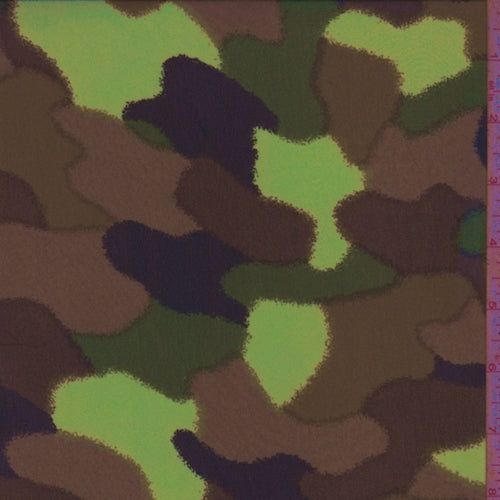 Taupe/Timber/Neon Yellow Abstract Camo Chiffon Fabric