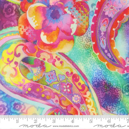 Gradients Gallery Rainbow Paisley Watercolor Cotton 44"/45" Fabric Per Yard