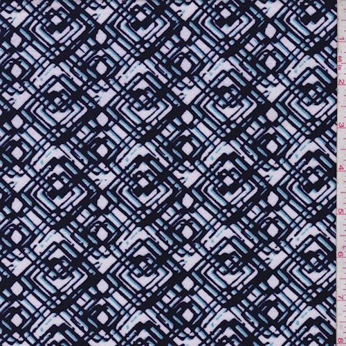 White/Plum/Turquoise Diamond Textured Techno Knit Fabric