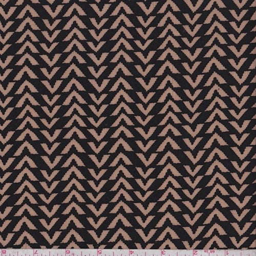 Black/Tan Broken Chevron Rayon Challis Fabric