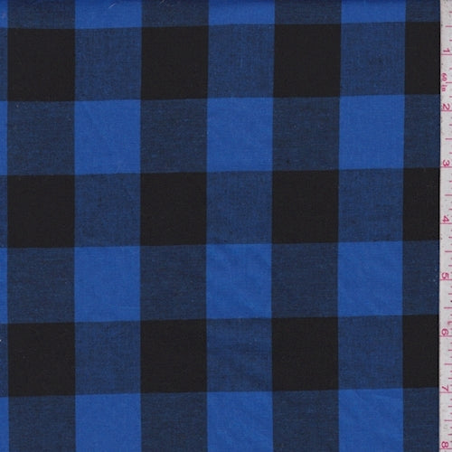 Royal/Black Check Cotton Shirting Fabric