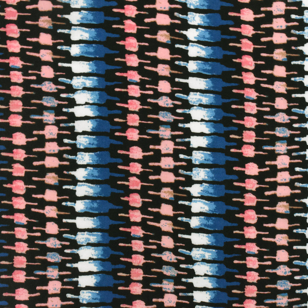 Pink-Blue-Multi Tribal Printed Rayon Challis Woven Fabric