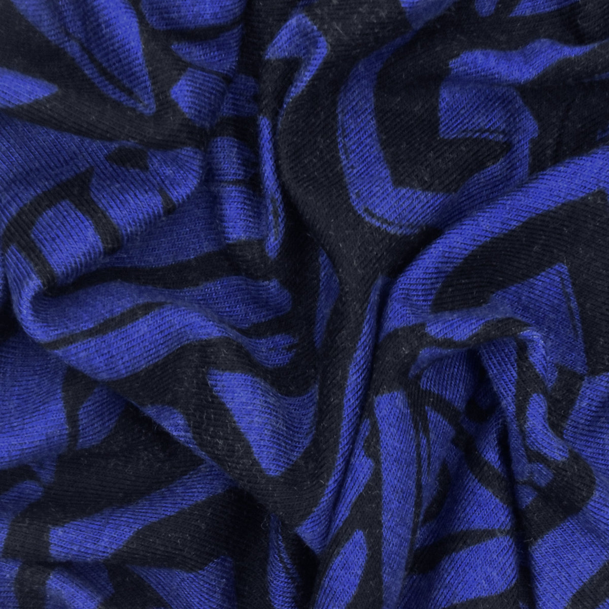 Dark Ink Blue-Basic Black Aztec Printed Stretch Jersey Knit Fabric