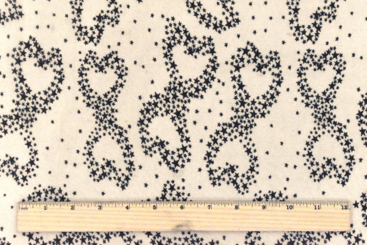 Cream Beige-Black Star Galaxy Printed Chiffon Woven Fabric